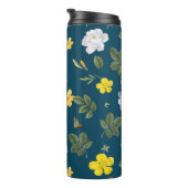 Gele bloemen en witte rozen thermosbeker (Geroteerd rechts)