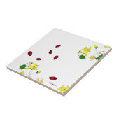 Gele bloemen en Zes Kleine Ladybugs Tile Tegeltje (Zijkant)