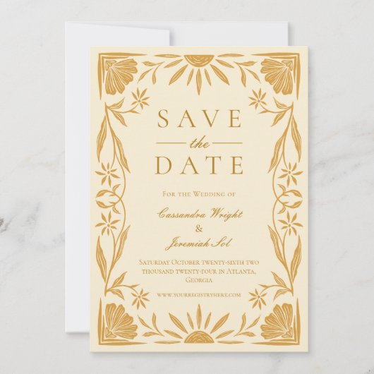 Gele Bloemen En Zonneschijn Huwelijk Save The Date Kaart (Voorkant)