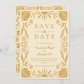 Gele Bloemen En Zonneschijn Huwelijk Save The Date Kaart (Voorkant / Achterkant)