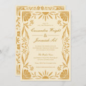 Gele Bloemen En Zonneschijn Huwelijksuitnodiging Kaart (Voorkant / Achterkant)
