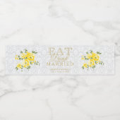  gele bloemen - eten, Drinken en trouwen Waterfles Etiket (Enkel label)