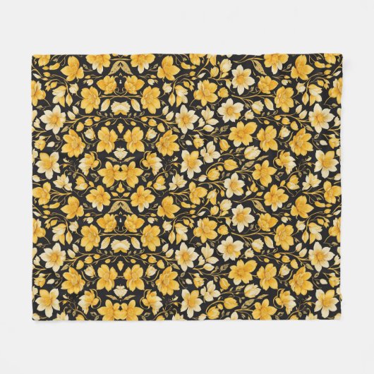 Gele bloemen fleece deken (Voorkant (Horizontaal))