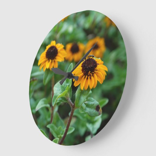 Gele Bloemen Foto Ronde (Grote) Wandklok (Hoek)