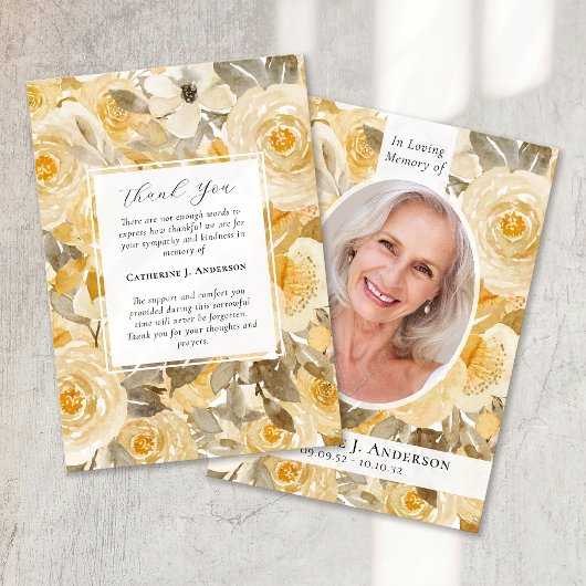 Gele Bloemen Foto Sympathie Begrafenis Bedankkaart