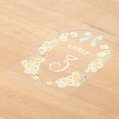 Gele Bloemen Frame Boog Acryl Tafelnummer (Laagn)