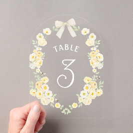 Gele Bloemen Frame Boog Acryl Tafelnummer