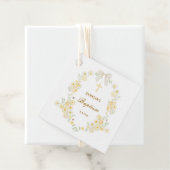 Gele Bloemen Frame Boog Doop Bedankjes Labels (In situ)