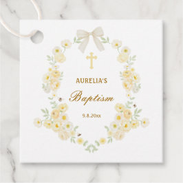 Gele Bloemen Frame Boog Doop Bedankjes Labels