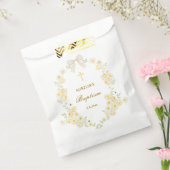 Gele Bloemen Frame Boog Doop Bedankzakje (Gezegeld)
