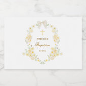 Gele Bloemen Frame Boog Doop Mini Sparkling Wijnetiket (Enkel label)