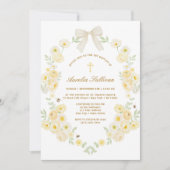 Gele Bloemen Frame Boog Doop Uitnodiging (Voorkant)