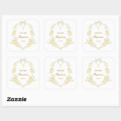 Gele Bloemen Frame Boog Doop Vierkante Sticker (Vel)