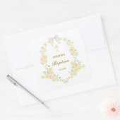 Gele Bloemen Frame Boog Doop Vierkante Sticker (Envelop)