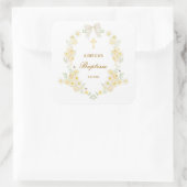 Gele Bloemen Frame Boog Doop Vierkante Sticker (Tas)