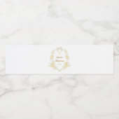 Gele Bloemen Frame Boog Doop Waterfles Etiket (Enkel label)