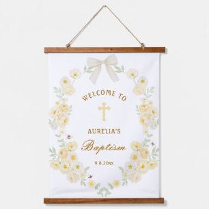 Gele Bloemen Frame Boog Doop Welkom Hangend Wandkleed