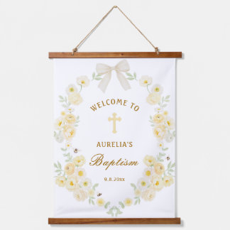 Gele Bloemen Frame Boog Doop Welkom Hangend Wandkleed