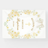 Gele Bloemen Frame Boog Doop Welkom Spandoek (Horizontaal)