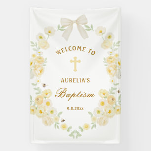 Gele Bloemen Frame Boog Doop Welkom Spandoek