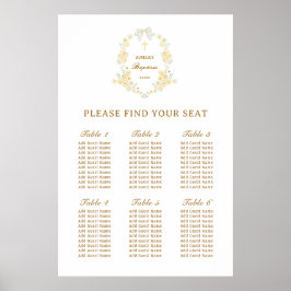Gele Bloemen Frame Boog Doop Zitplaatsenkaart Poster