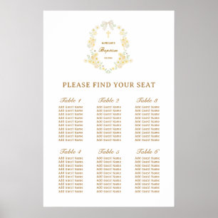 Gele Bloemen Frame Boog Doop Zitplaatsenkaart Poster