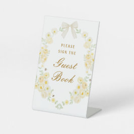 Gele Bloemen Frame Boog Gastboek Reclamebord Met Voetstuk