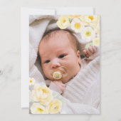 Gele Bloemen Frame Strik Doop Dank Je Kaart (Achterkant)