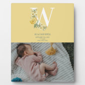 Gele Bloemen Geboorte Statistieken Geboorte Aankon Fotoplaat (Voorkant)