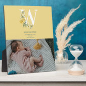 Gele Bloemen Geboorte Statistieken Geboorte Aankon Fotoplaat (Zijkant)