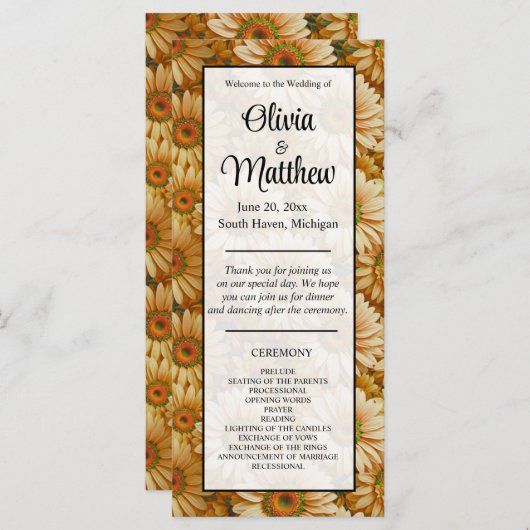 Gele bloemen geel zonnebloem gele madeliefjes (Voorkant / Achterkant)