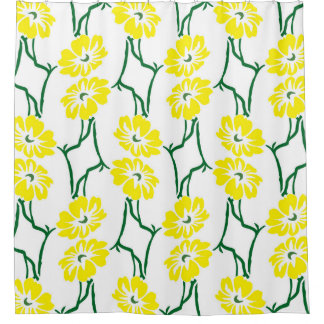 Gele bloemen: geïllustreerd naadloos patroon douchegordijn