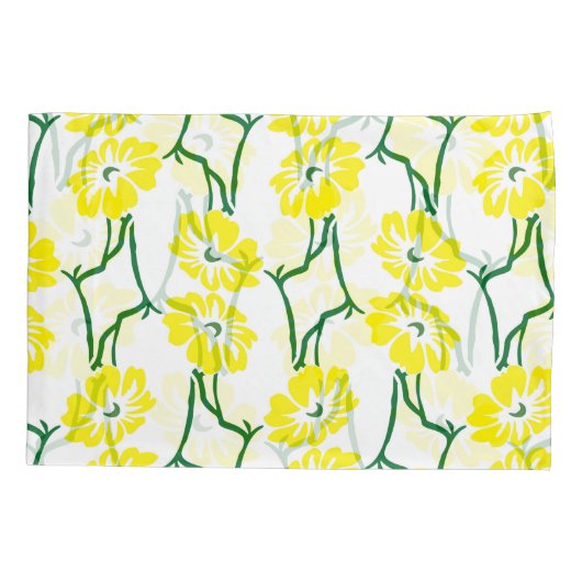 Gele bloemen: geïllustreerd naadloos patroon kussensloop (Achterkant)