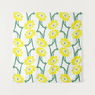 Gele bloemen: geïllustreerd naadloos patroon wandkleed