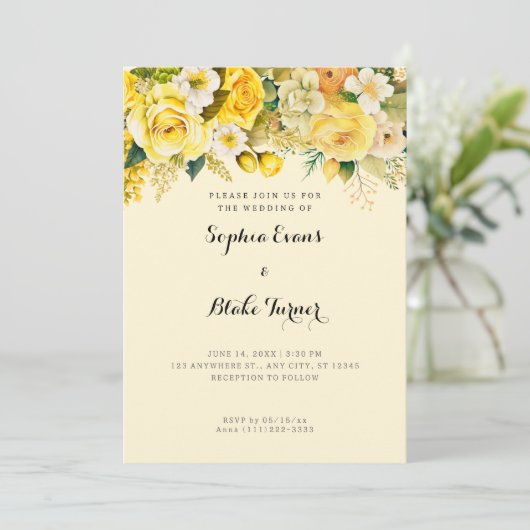 Gele bloemen Gele tuinbruiloft Kaart (Staand voorkant)