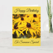 Gele Bloemen Gelukkige Verjaardag Kaart (Voorkant)