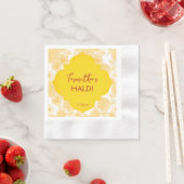 Gele bloemen, gepersonaliseerde naam Haldi napkins Servet (Insitu)
