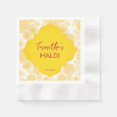 Gele bloemen, gepersonaliseerde naam Haldi napkins Servet (Voorkant)