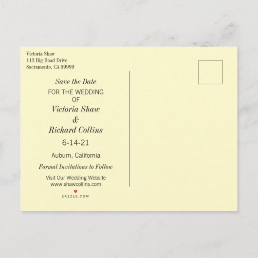 Gele bloemen, geverfd aankondigingskaart (Achterkant)