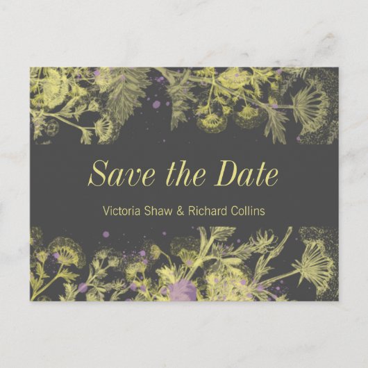 Gele bloemen, geverfd aankondigingskaart (Voorkant)