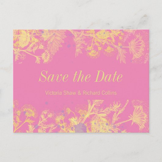 Gele bloemen, geverfd aankondigingskaart (Voorkant)