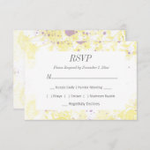 Gele bloemen, geverfd RSVP kaartje (Voorkant / Achterkant)