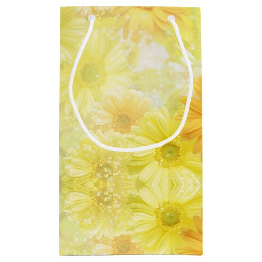 Gele bloemen Gift Bag Klein Cadeauzakje (Achterkant)