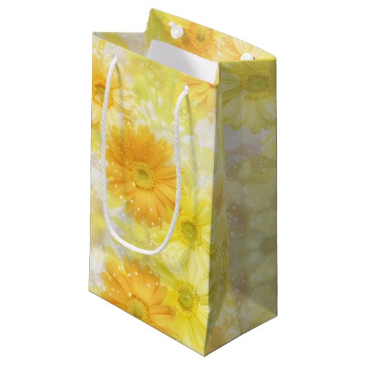 Gele bloemen Gift Bag Klein Cadeauzakje (Voorkant Gekanteld)