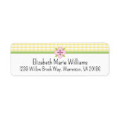 Gele Bloemen Gingham Retouradres Etiket (Voorkant)