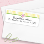 Gele Bloemen Gingham Retouradres Etiket