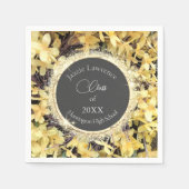 Gele Bloemen Glitterij Gepersonaliseerd Afstuderen Servet (Voorkant)