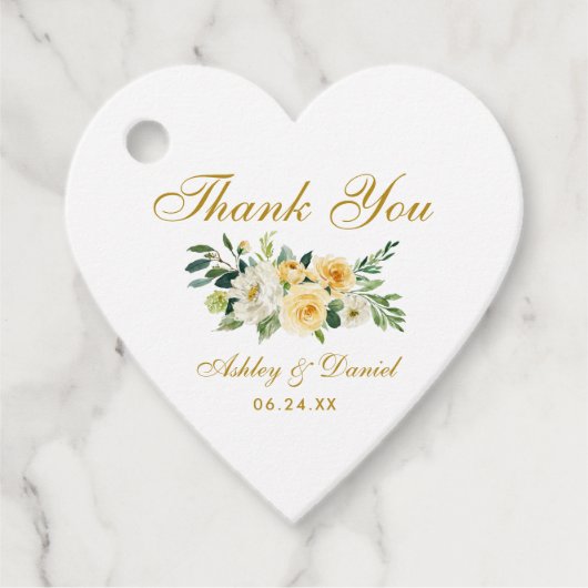 Gele Bloemen Gouden Bruiloft Hartelijk dank Bedankjes Labels (Voorkant)