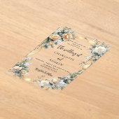 Gele bloemen gouden lint duidelijke bruiloft acryl uitnodigingen (Laagn)