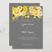 Gele bloemen Gray Garden Weddenschap Kaart (Voorkant / Achterkant)